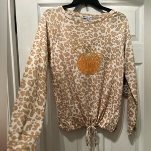 Kate Park Animal Print Long Sleeve Festive Fall Top